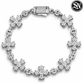 Iced Chrome Cross Bracelet