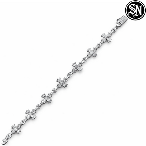 Iced Chrome Cross Bracelet